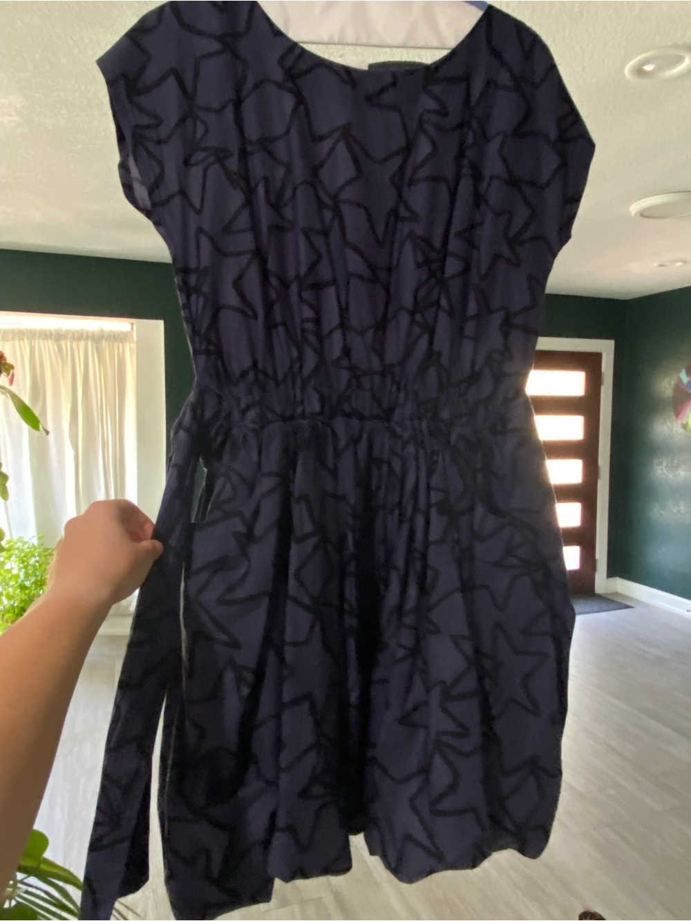 Navy Star-Print bubble Dress